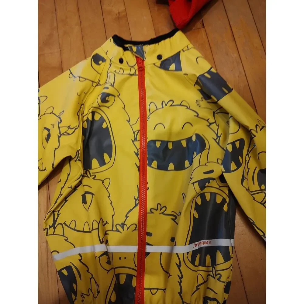 Orline-Pro Kids Reflective Rain‎ Jacket Detachable Hood Size 4T